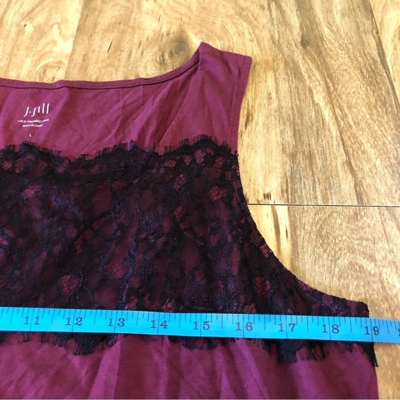J Jill Lace Trimmed Tank Purple Black Size Large Cotton Modal Blend Shirt - Picture 5 of 7